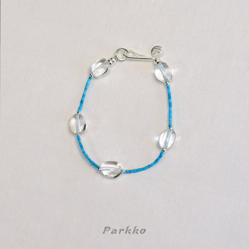 Parkko极细蓝松石白水晶手链