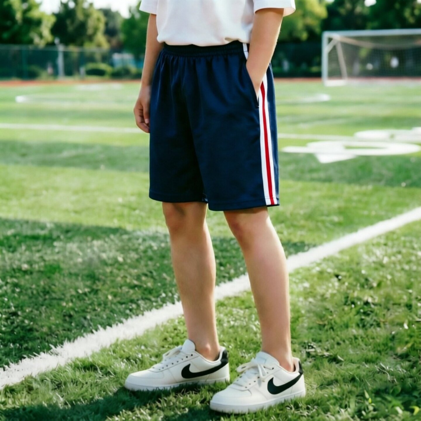 中小学生运动高腰短裤校服定制图片