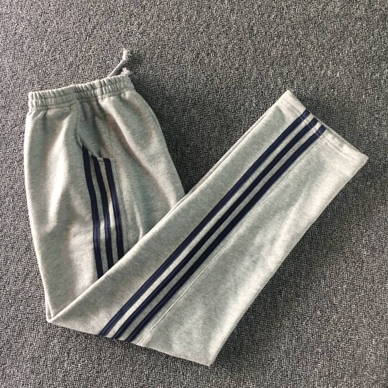 新款全棉定制春夏藏青边条运动裤