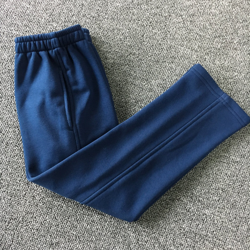 藏青全棉抓绒秋冬成人男女宽松高腰休闲运动裤校服裤