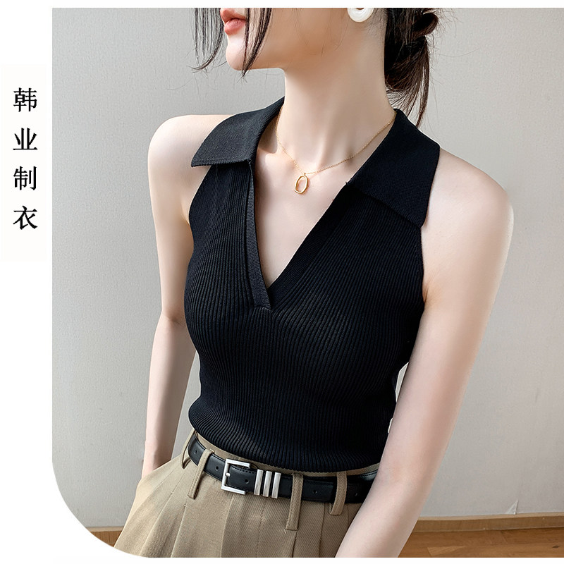 黑色无袖上衣女坎肩吊带背心