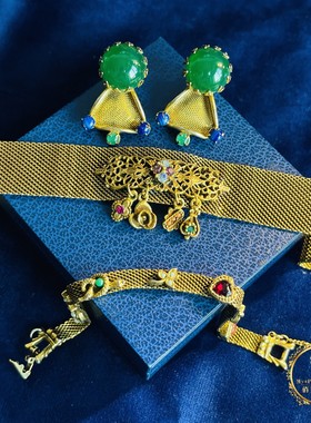 打标绿松彩宝老琉璃手链