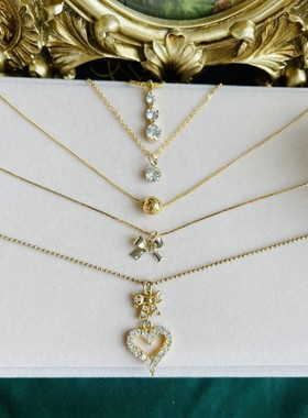 莱茵石水钻生日桃心颈链吊坠