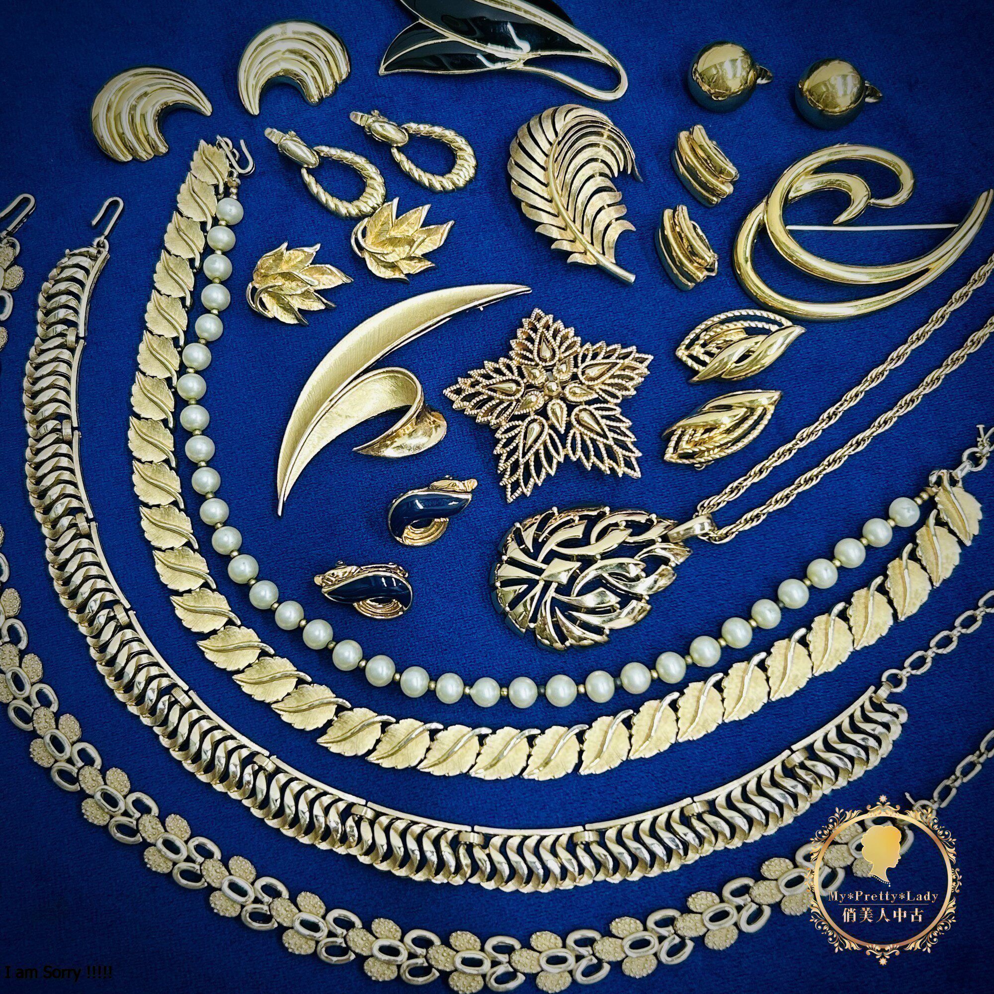 vintage中古首饰项链耳夹胸针