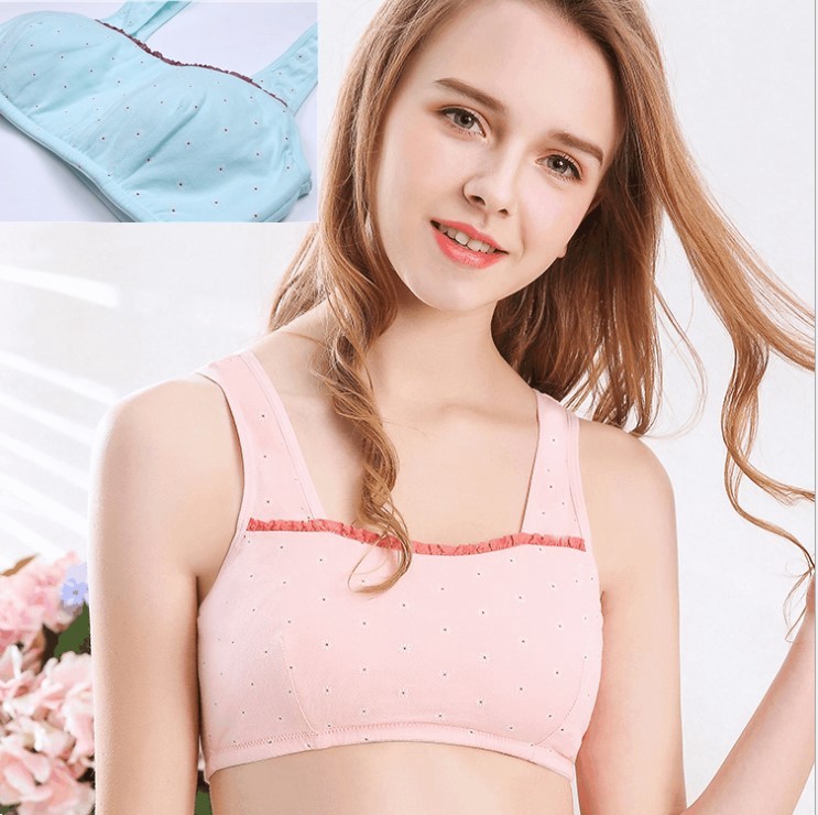 外贸少女棉质文胸薄模杯无钢圈中小学生内衣文胸罩发育期运动背心