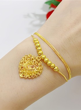 新款沙金项链女饰品轻奢设计小众高级感简约转运珠闺蜜手饰礼物