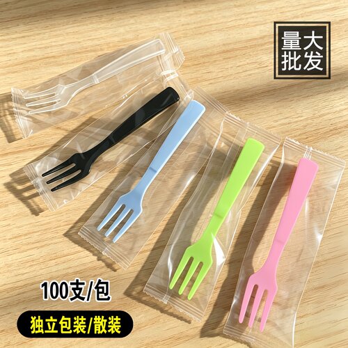 一次性甜品透明单独包装小三叉子