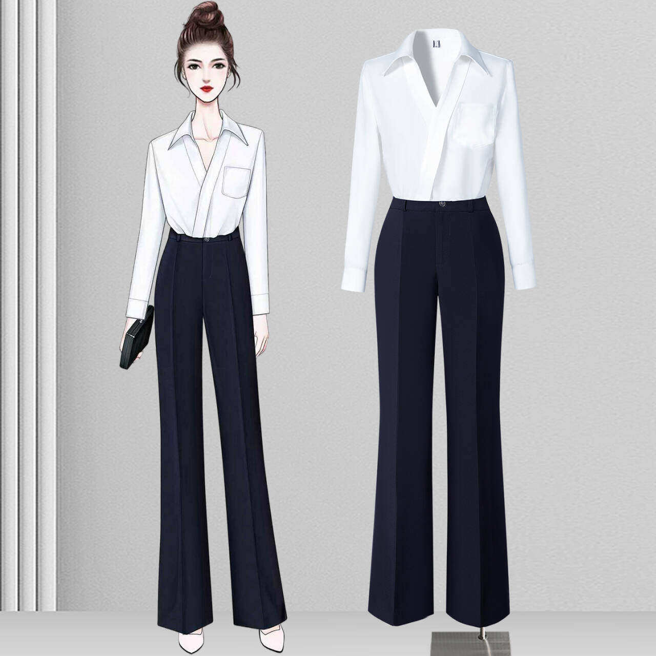 高级感轻奢白衬衫女上衣职场通勤内搭叠穿长袖衬衣职业气质工作服