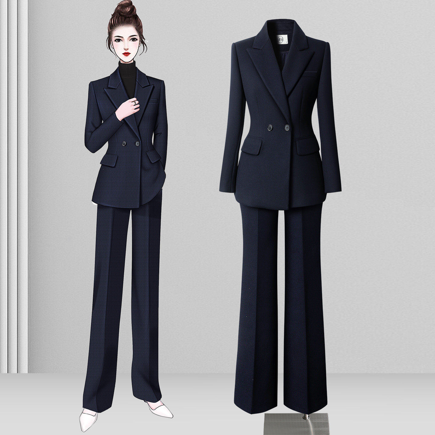 高级感西装套装女职业正装公务员面试通勤职场毛呢西服外套秋冬款