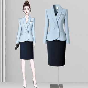 美容院工作服女职业西装套装裙高级感时尚气质老师医院前台工作装
