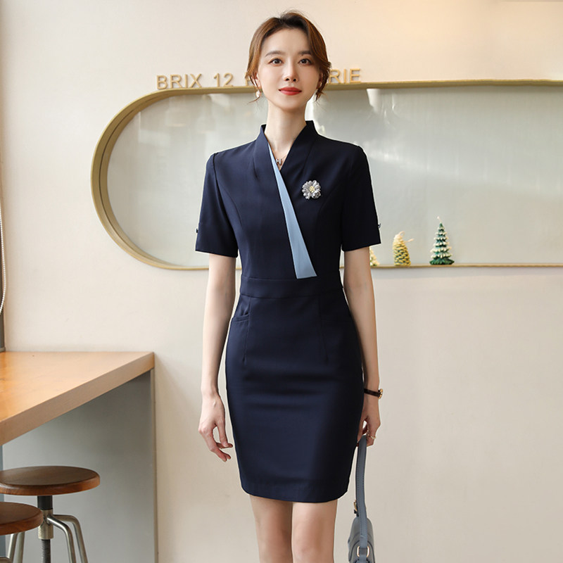 诗璐雅时尚高端职业工装连衣裙女珠宝店美容院前台工作服空姐制服