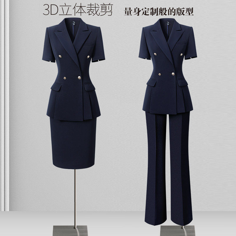 夏季西装套装女薄款2026新款气质收腰短袖西服职业正装经理工作服