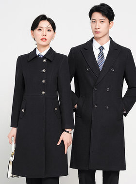 职业气质呢大衣工作服男女秋冬毛呢外套导购物业客服会议前台工装