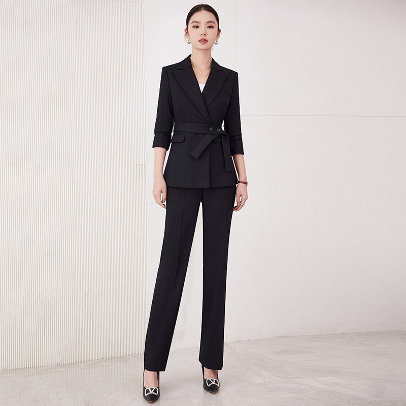 诗璐雅职业装女士时尚修身腰带款西装套装面试通勤高级感商务正装