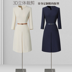 职业连衣裙正式场合气质收腰高级感主持人正装导购柜姐前台工作服