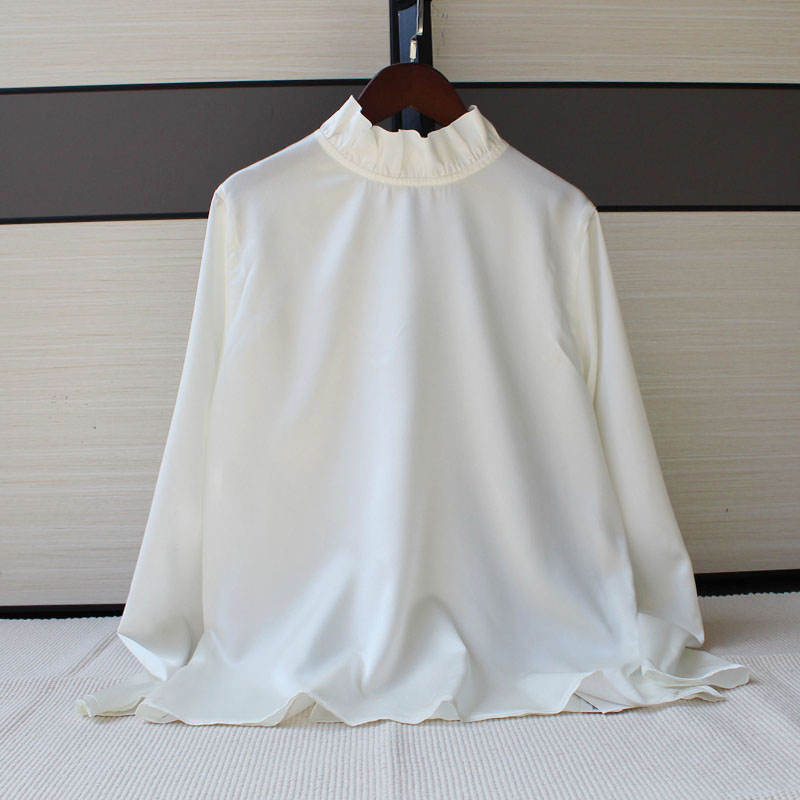 真丝荷叶领长袖打底衫内搭高领衫