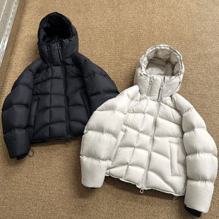 高克重90白鸭绒连帽羽绒服情侣款冬季宽松休闲保暖防寒面包服外套
