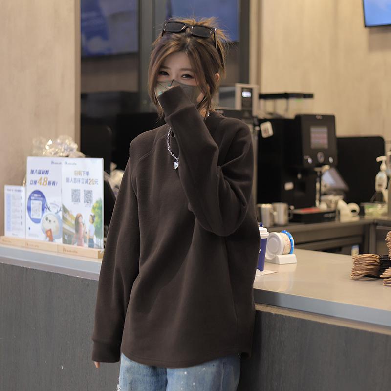基础款莫代尔打底衫男女同款潮流宽松 秋冬季加绒内搭长袖T恤卫衣