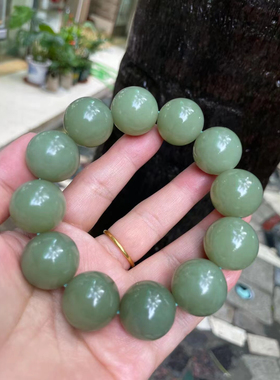 和田青豆沙枣青手串单珠卡20mm