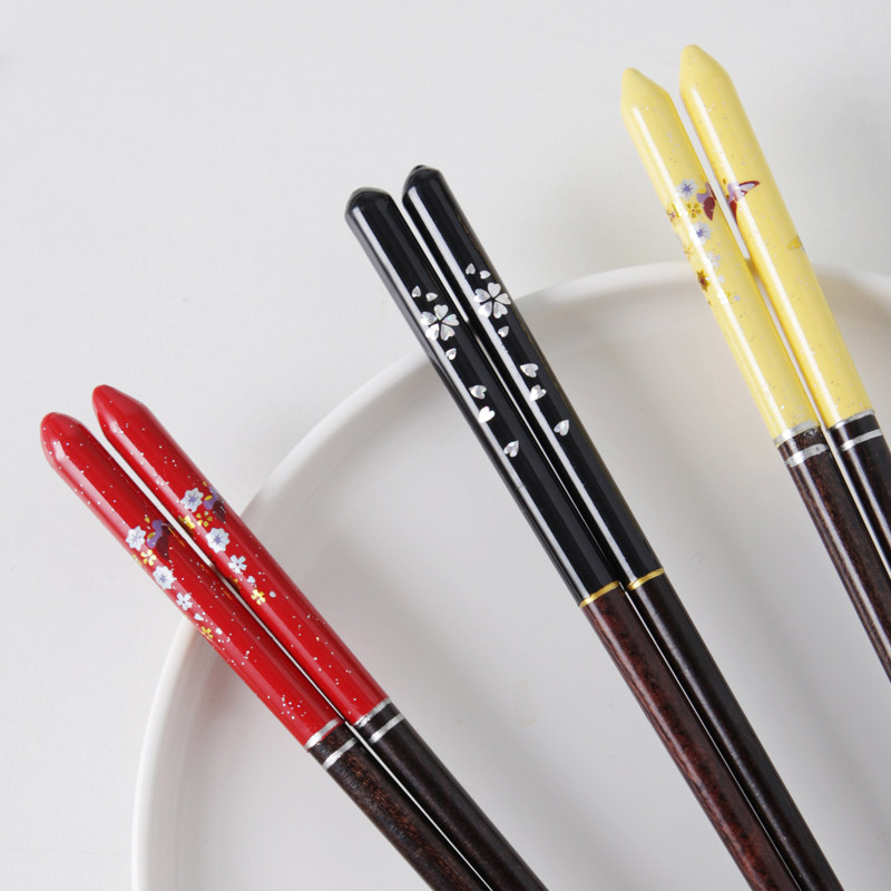 家用日式可爱餐具彩色木质筷创意小清新尖头筷商用一家人寿司筷子