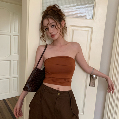 HOLDER辣妹显瘦层次感抹胸背心女