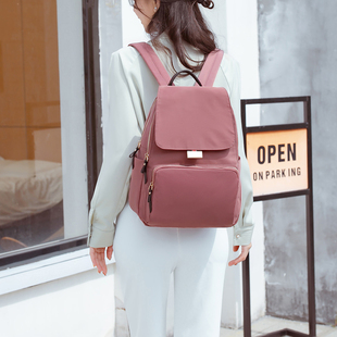 粉红色背包时尚双肩包女户外大容量书包牛津布防水新款好看学生包