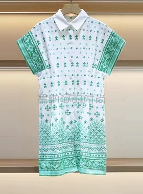 新款女式绣花连衣裙法系M家MFPRO02527棉麻复古气质显瘦裙短袖高