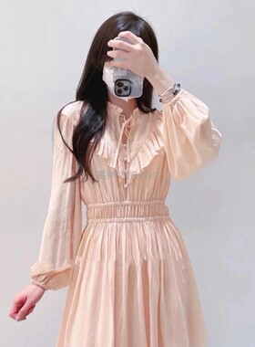 新款女式连衣裙法系M家MFPRO02125显瘦显白淑女风长袖收腰