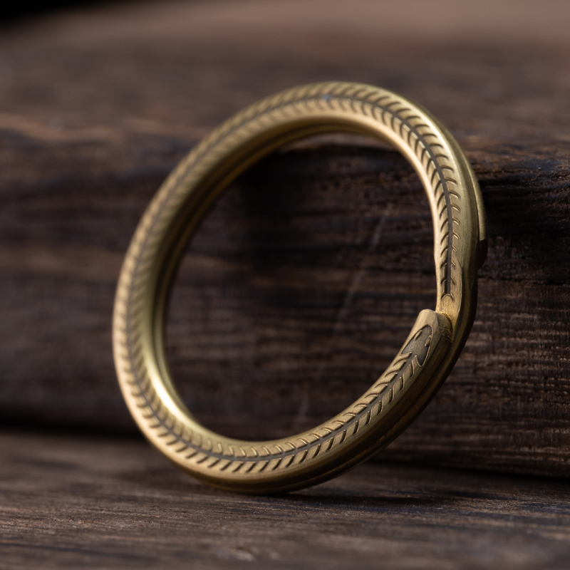 原创钥匙圈吾虫黄铜美式复古