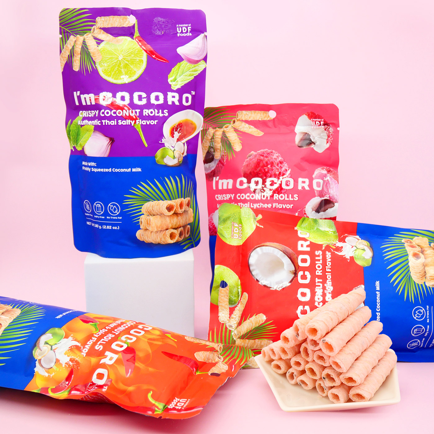 泰国进口I'm cocoro椰子卷原味爽辣味蛋卷饼干糕点下午茶休闲零食