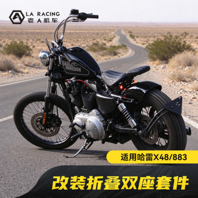 适用哈雷X48/883改装折叠双座坐垫总成短尾牌照架挡泥板