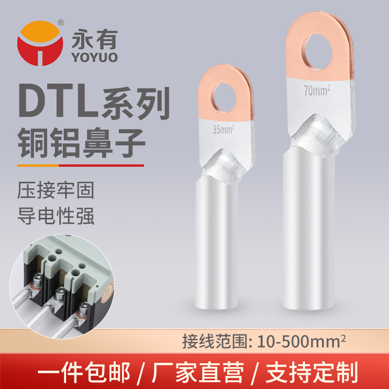 过渡电缆铜铝鼻子欧式接线