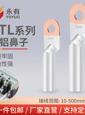 铜铝线鼻子接线耳国标DTL10/16/35/50-500平方接头过渡连接线端子