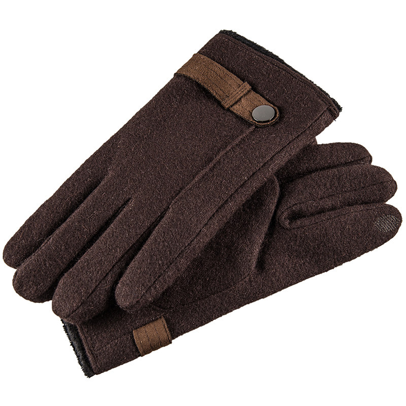 HENGYUANXIANG AUTUMN AND WINTER VELVET THICKENED MALE TOUCH SCREEN GLOVES KOREAN VERSION OF OUTDOOR CYCLING WARM STUDENT WOOL GLOVES