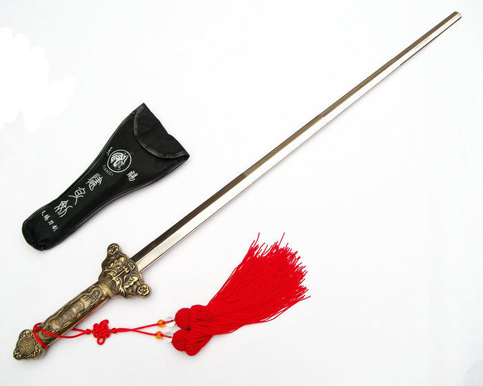 女士晨练太极剑中老年伸缩折叠武术剑表演道具半硬剑收缩剑男健身