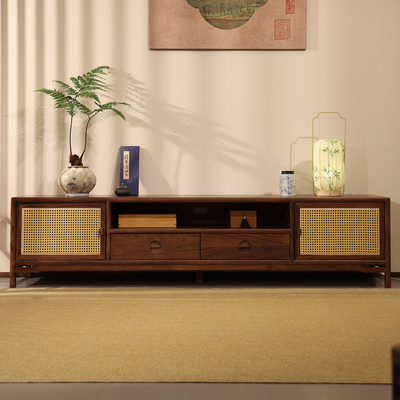 宋式美学实木电视柜 客厅家用收纳柜储物柜 一体落地矮柜电视机柜