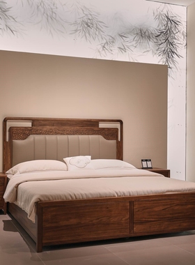 宋式美学实木床1.8米双人大床软包床主卧婚床1.5米储物床高端家具