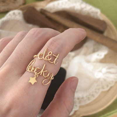 [M.G] Joy&Luck 美国14k注金 纯手工字母定制 双层名字戒指 闺蜜