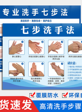 防疫标识牌洗手六步疫情医院诊所