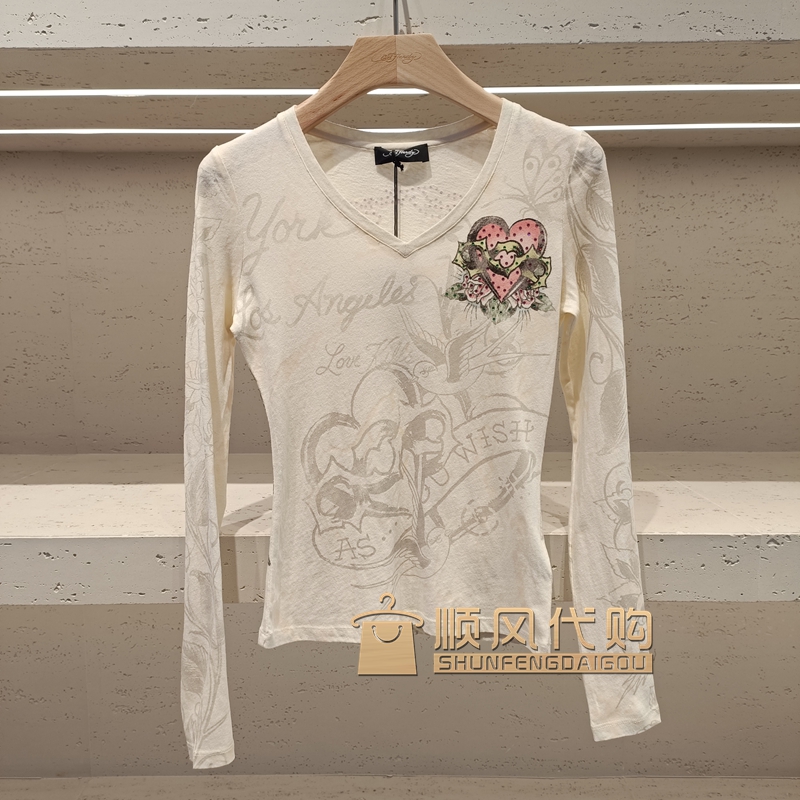 Ed hardy埃德哈迪女潮牌专柜正品25春女士长袖T恤E1RAW410 2280