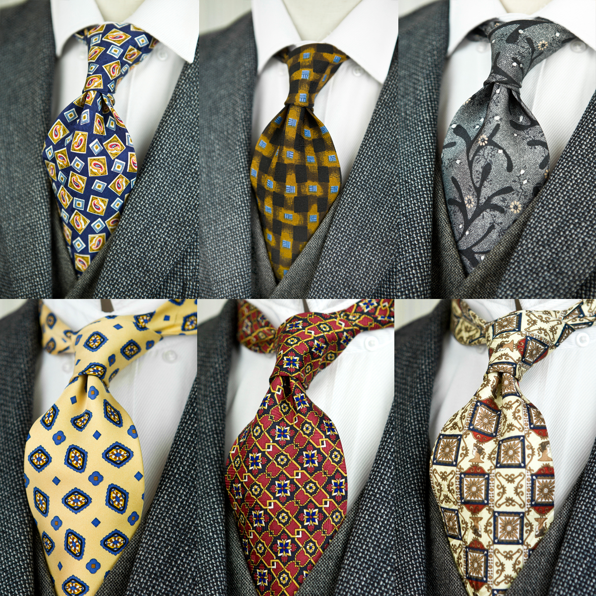 复古花纹领带羊毛印花宽版10