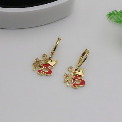 中国风925银针女福龙耳坠