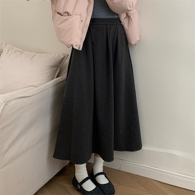 加厚磨毛A字裙伞裙半身裙女