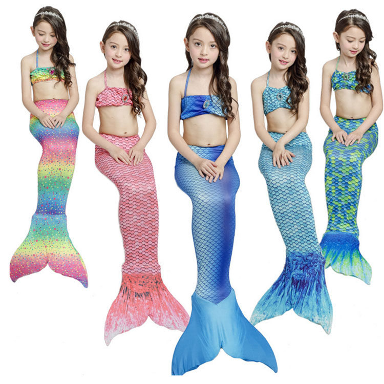 女童美人鱼泳衣女童鱼尾巴公主裙女孩人鱼衣服儿童三件套分体洋气,童装/婴儿装/亲子装,泳衣裤,淘宝优惠券,粉丝福利购,淘宝优惠卷