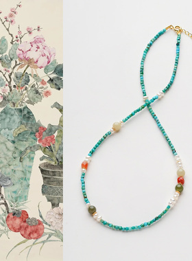 原创「青璃」天然绿松石锁骨链