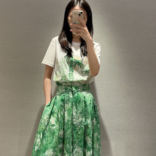 意式 创意感十足 重工钉珠刺绣印花椰树丝光棉T恤女装春夏新款