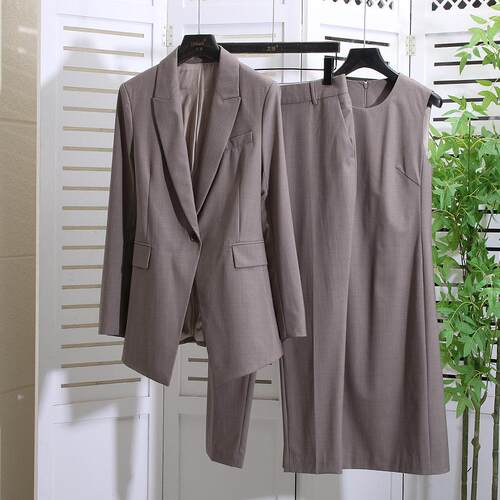 经典薄雾灰一粒扣西装套装秋冬新