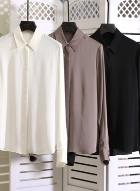 越南元蛋~鼎奢T/H~总才42件 重磅28姆米桑蚕丝暗扣长袖衬衫上衣夏