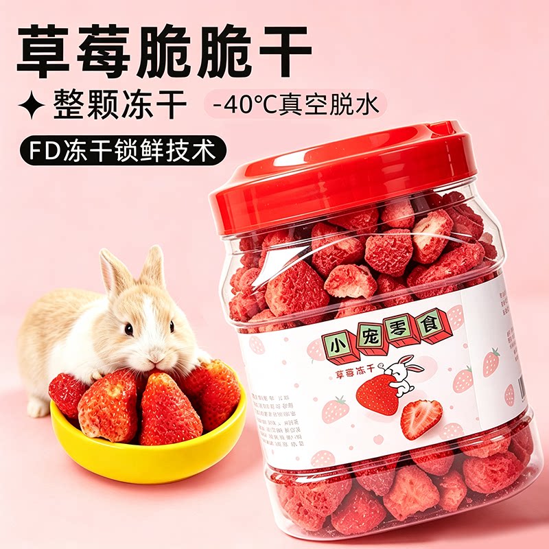 兔兔零食草莓脆脆干侏儒兔子爱吃的水果冻干训练互动磨牙小宠辅粮