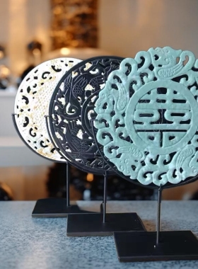 新中式风平安扣白色镂空玉璧